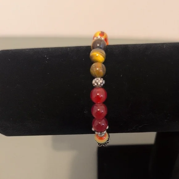 Multicolor Beaded Stretch Bracelet - Yellow & Green - Picture 3 of 4